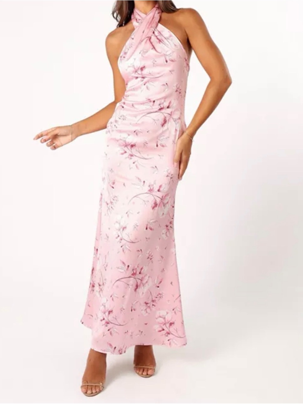 Petal & Pup Pink Floral Halter Maxi Dress